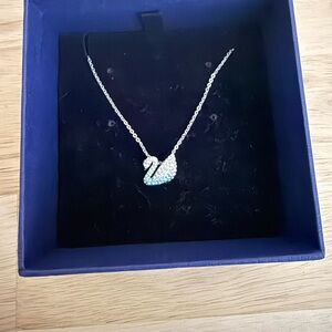 Swarovski Silver and Blue Swan Necklace